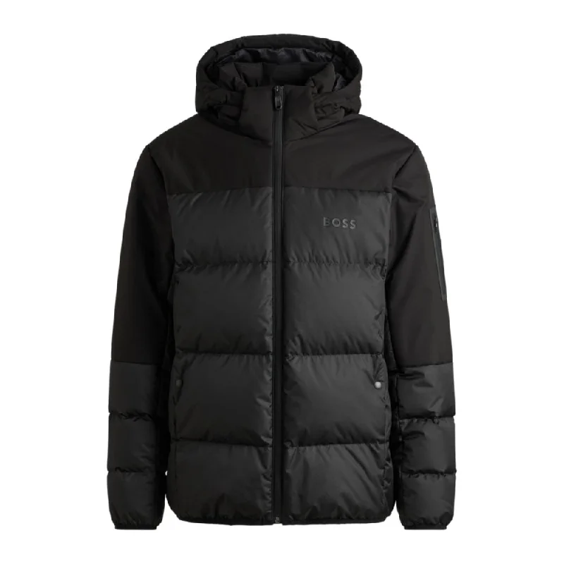 Water-repellent down jacket with detachable hood