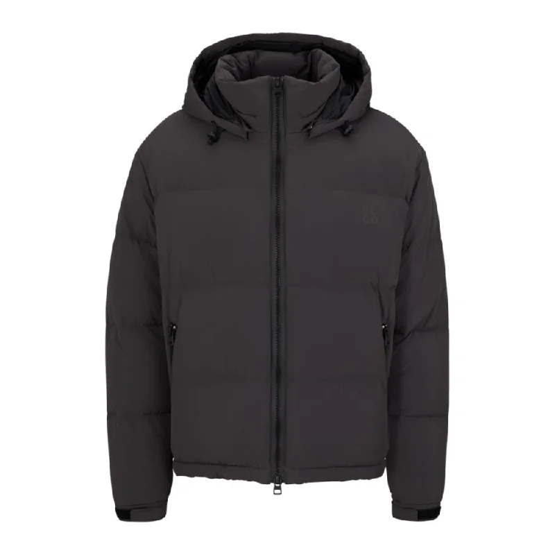 Water-repellent down jacket with detachable hood