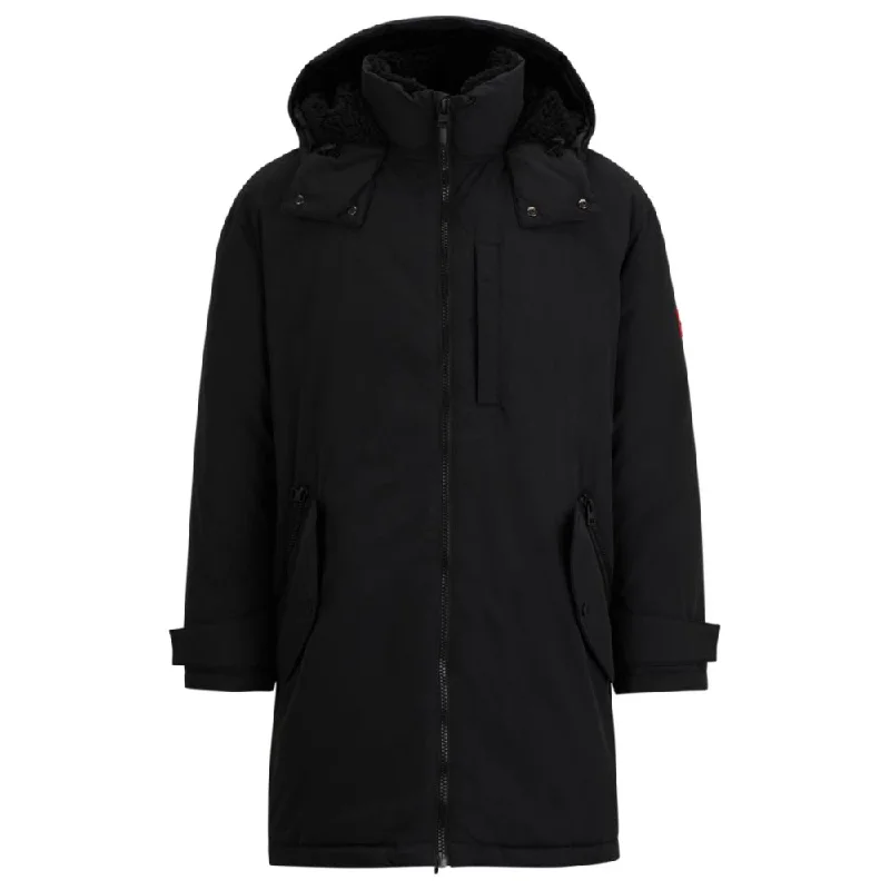 Water-repellent fishtail parka jacket with logo badge