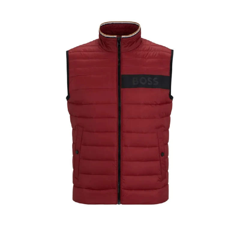 Water-repellent gilet with 3D-logo tape