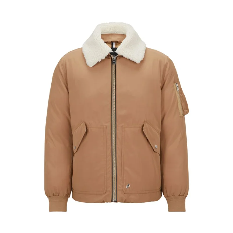 Water-repellent jacket with faux-fur collar