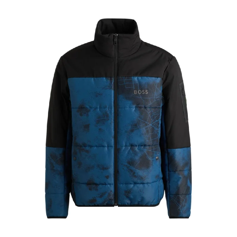 Water-repellent puffer jacket with logo print