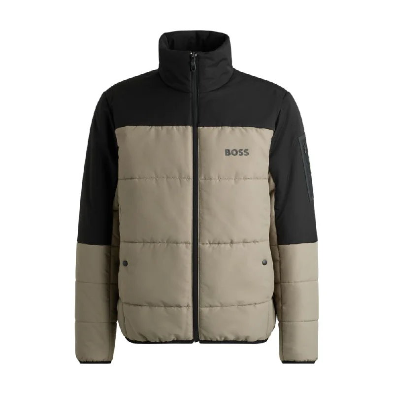 Water-repellent puffer jacket with logo print