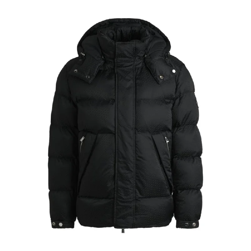 Water-repellent puffer jacket with micro monograms