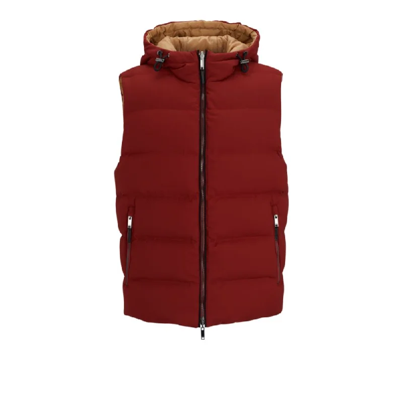 Wool-blend hooded gilet with down filling