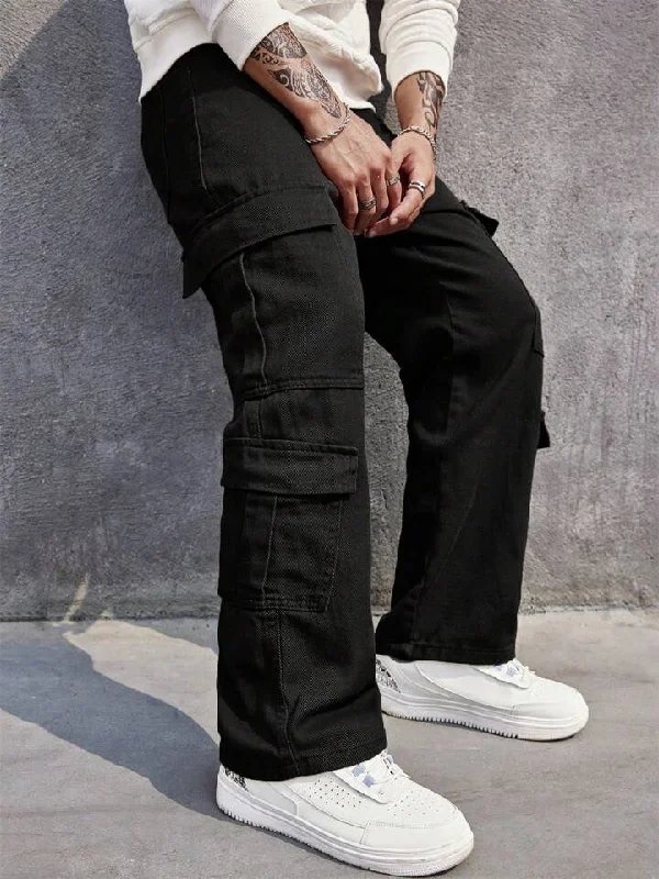 Carbon Black Men Baggy Fit Cargo