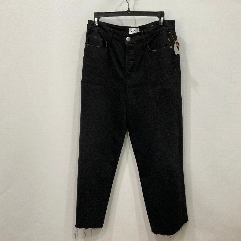 Jeans Cropped By Frame In Black Denim, Size: 6