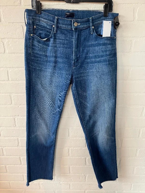 Jeans Cropped By Mother Jeans In Blue Denim, Size: 12