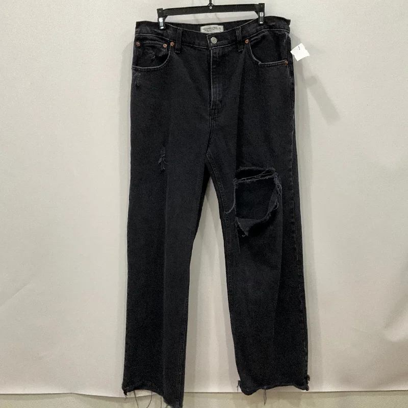 Jeans Straight By Abercrombie And Fitch In Black, Size: 12