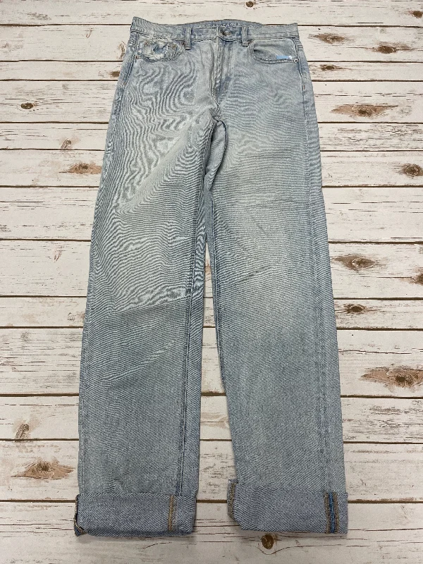 Jeans Straight By American Eagle In Blue Denim, Size: 4