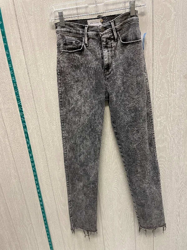 Jeans Straight By Frame In Black Denim, Size: 2