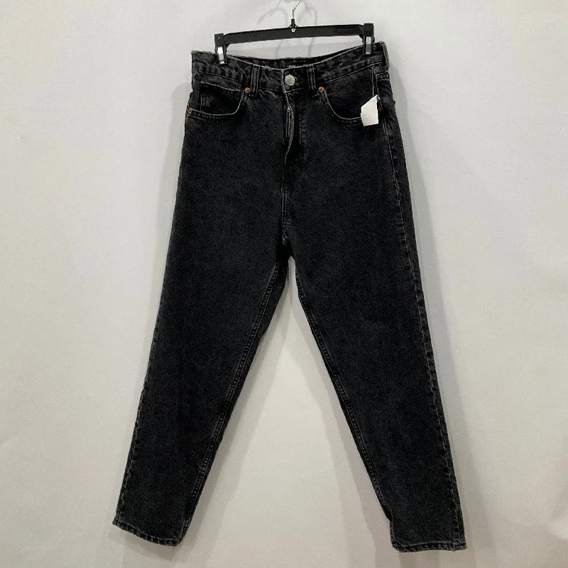 Jeans Straight By Zara In Black Denim, Size: 4