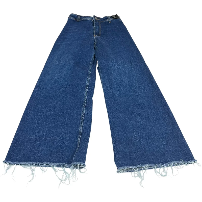 Jeans Wide Leg By Zara In Blue Denim, Size: 4