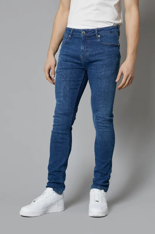 Nevada Skinny Fit Jeans In Mid Blue