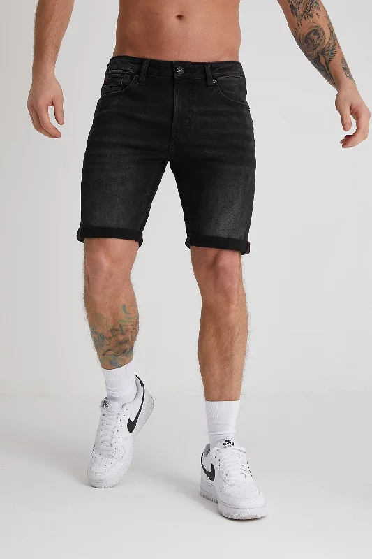 Texas denim shorts In washed Black