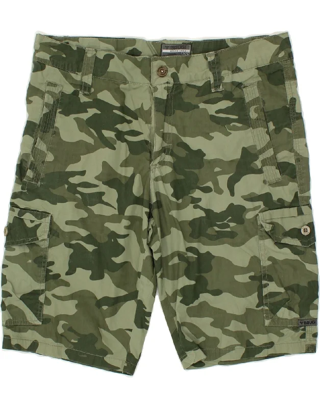 BRUGI Mens Cargo Shorts W32 Medium  Green Camouflage Cotton