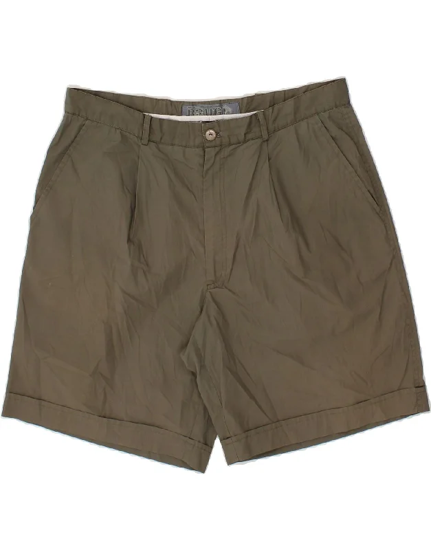 BRUGI Mens High Waist Chino Shorts IT 56 3XL W36 Khaki Polyester