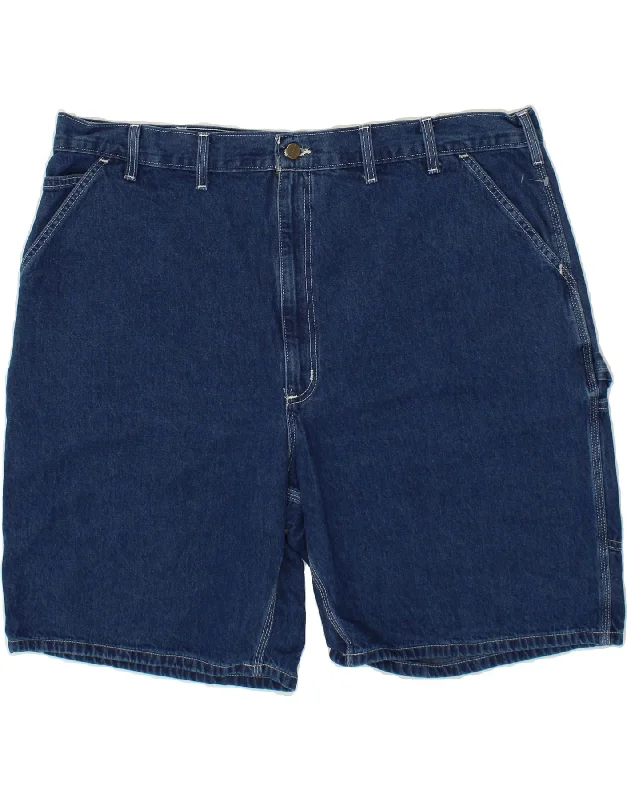 CARHARTT Mens High Waist Cargo Denim Shorts W46 3XL Blue Cotton