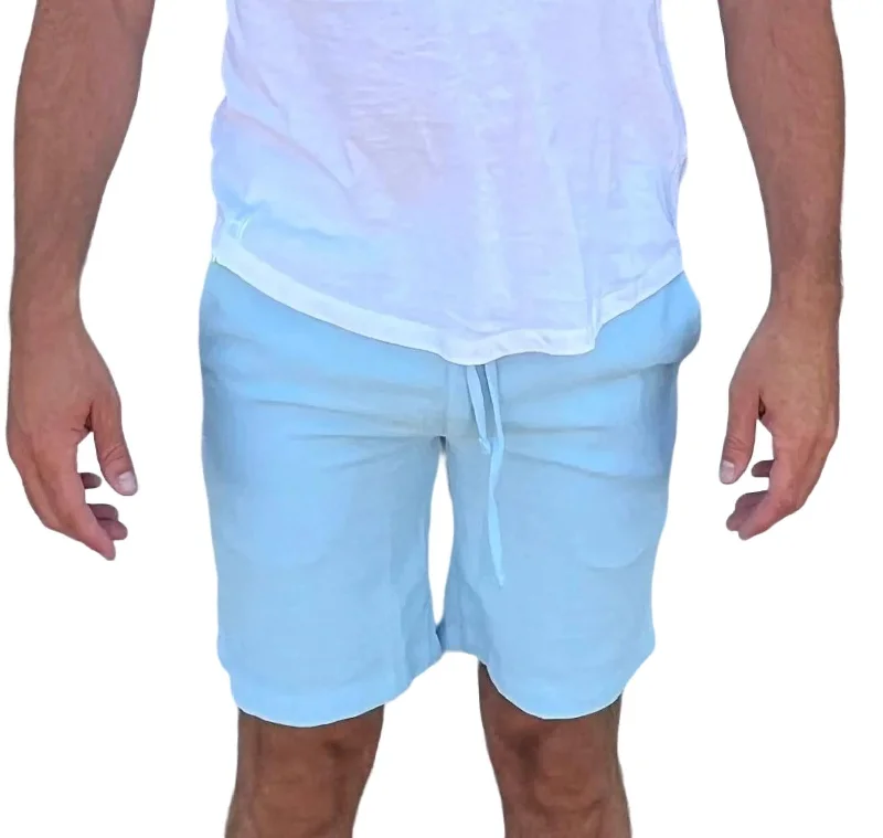 Casual Linen Shorts In Sky Blue