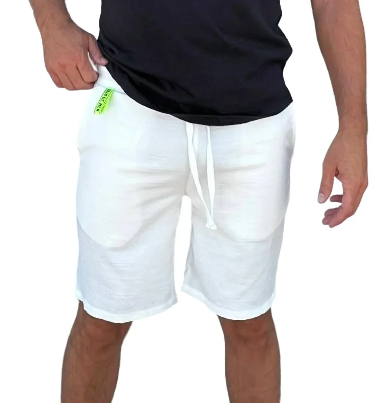 Casual Linen Shorts In White