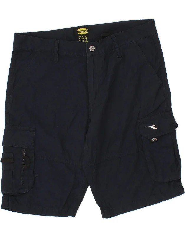 DIADORA Mens Utility Cargo Shorts W36 Large Navy Blue Cotton