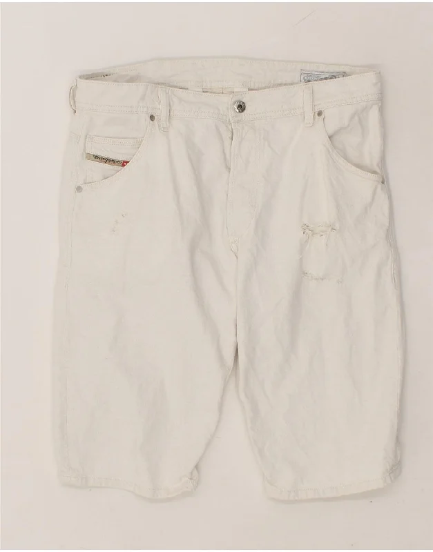 DIESEL Mens Denim Shorts W33 Large White Cotton