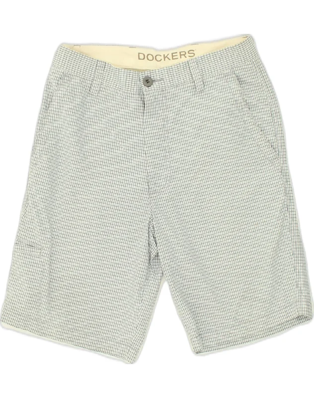 DOCKERS Mens Chino Shorts W30 Medium  Off White Check Cotton