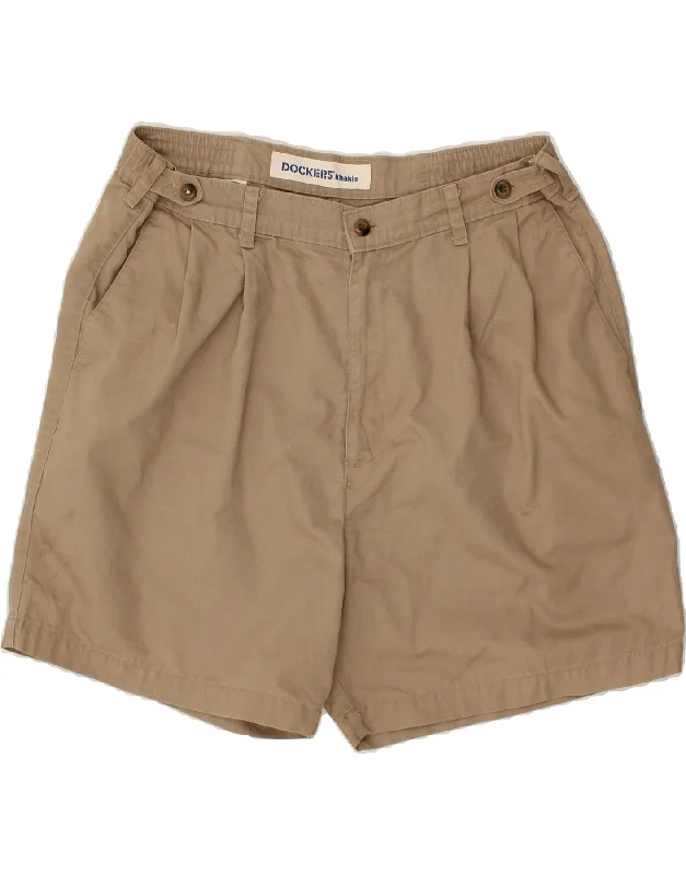 DOCKERS Mens Pegged Chino Shorts W34 Large Beige Cotton