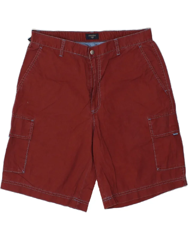 DOCKERS Mens Relaxed Fit Cargo Shorts W34 Large Burgundy Cotton