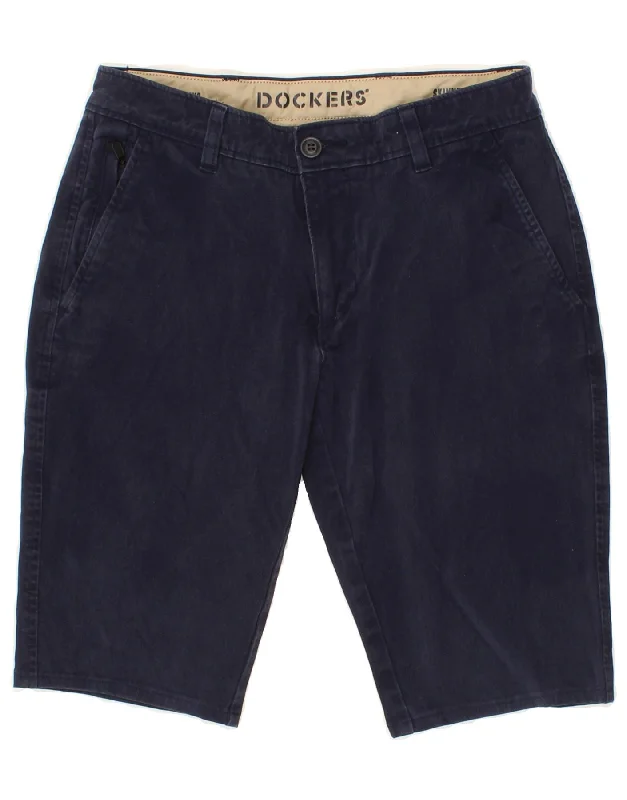 DOCKERS Mens Water Less Chino Shorts W29 Small Navy Blue Cotton