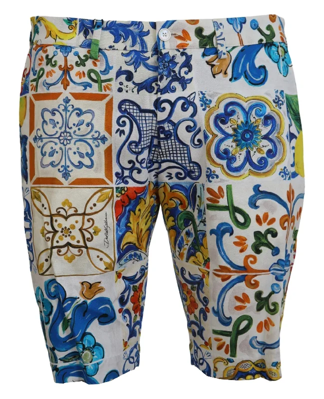 Dolce & Gabbana Majolica Print Casual Chinos Men's Shorts