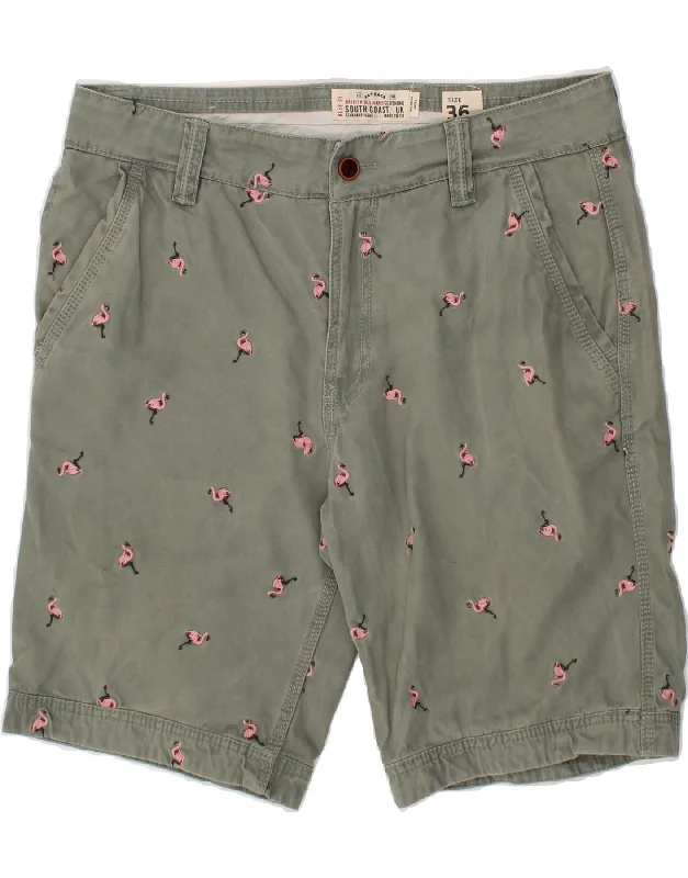 FAT FACE Mens Chino Shorts W36 Large Grey Animal Print Cotton