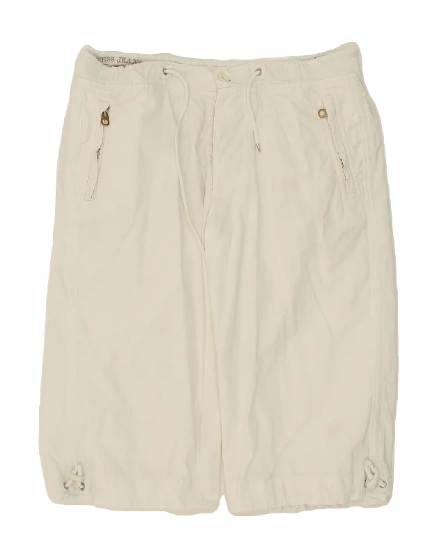 GUESS Mens Bermuda Shorts W33 Medium  White Linen