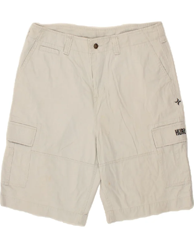 HURLEY Mens Cargo Shorts W34 Large Off White Cotton