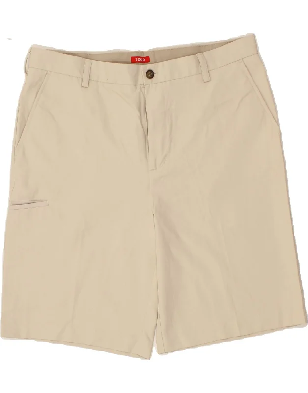 IZOD Mens Cargo Shorts W38 XL Beige Polyester