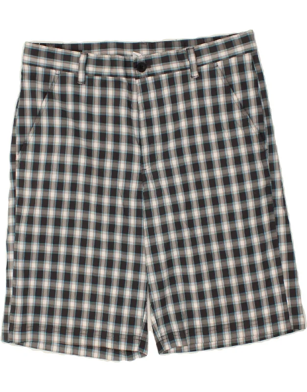 IZOD Mens Chino Shorts W34 Large  Navy Blue Check Polyester