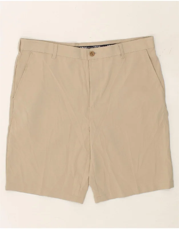 IZOD Mens Chino Shorts W38 XL Beige Polyester