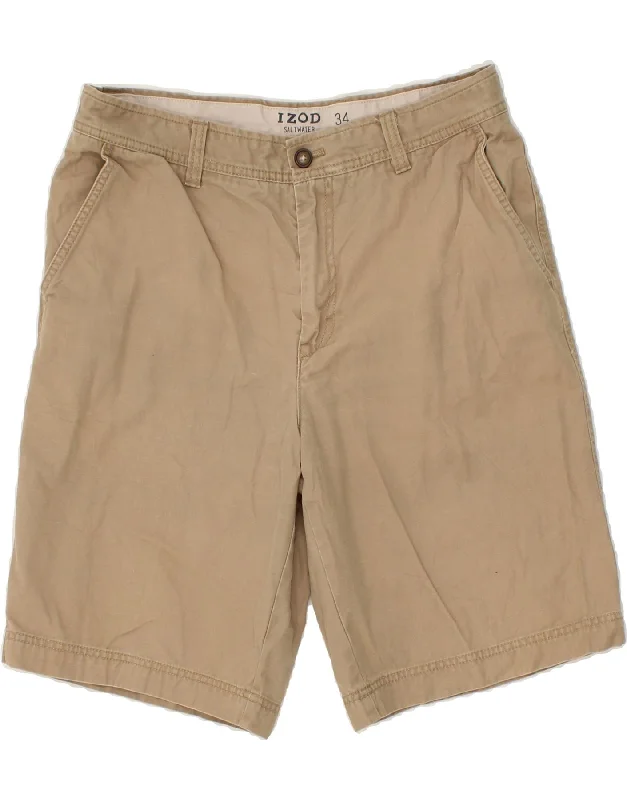 IZOD Mens Salt Water Chino Shorts W34 Large Beige Cotton