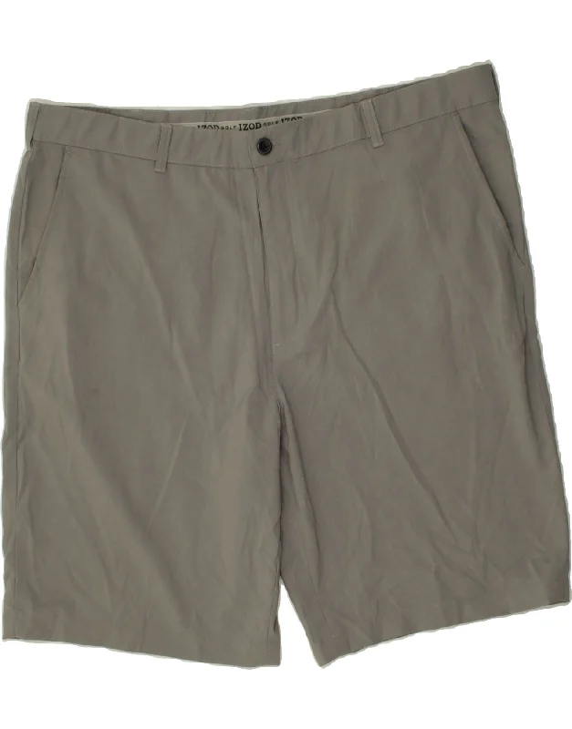 IZOD Mens Straight Chino Shorts W42 2XL Grey Polyester