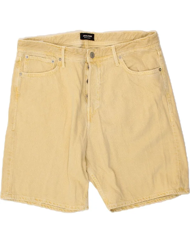 JACK & JONES Mens High Waist Casual Shorts 2XL W38  Yellow Cotton