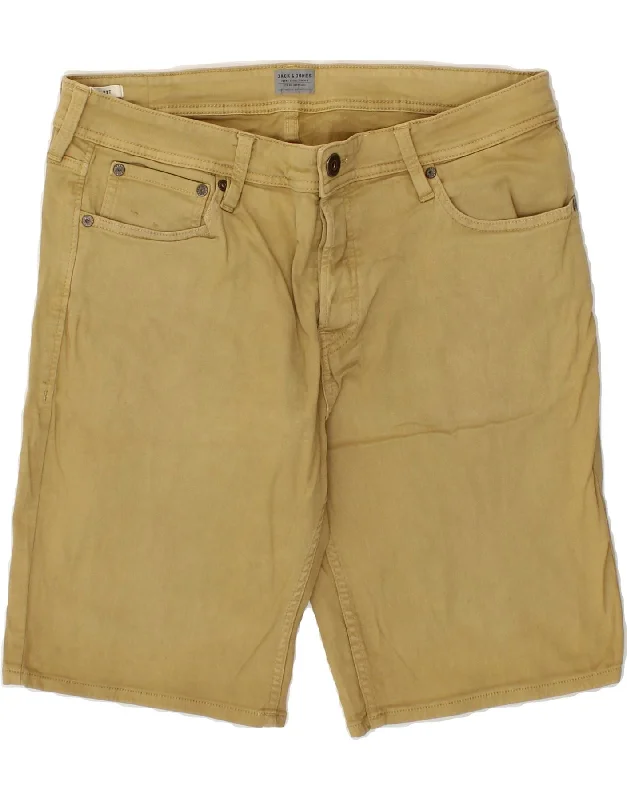 JACK & JONES Mens Regular Fit Casual Shorts Large W34  Beige Cotton