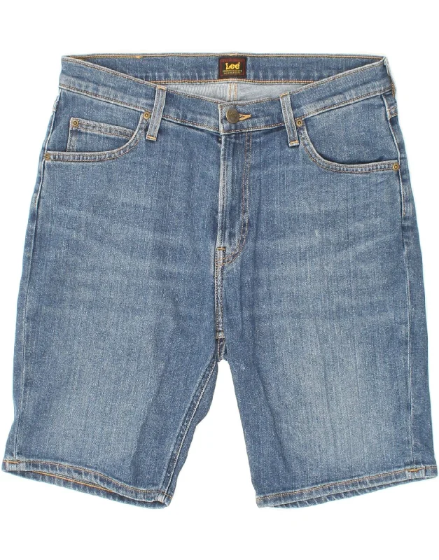 LEE Mens Rider Denim Shorts W32 Medium Blue Cotton