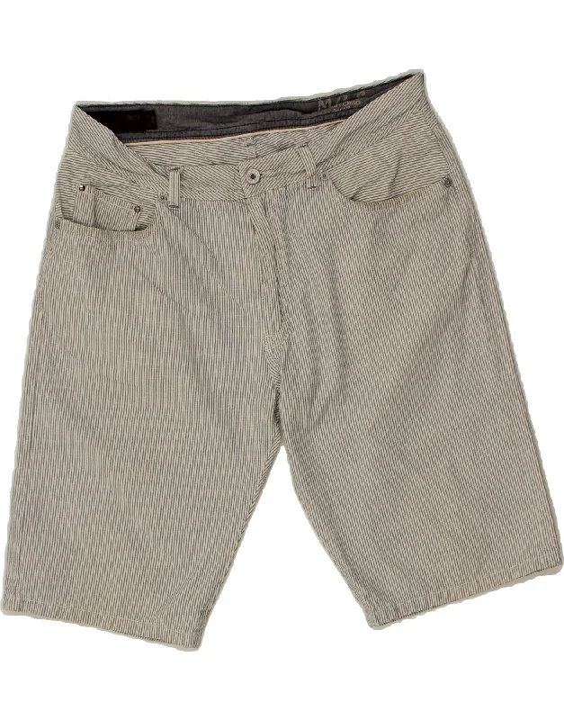 MARLBORO CLASSICS Mens Casual Shorts W34 Large Grey Pinstripe Cotton