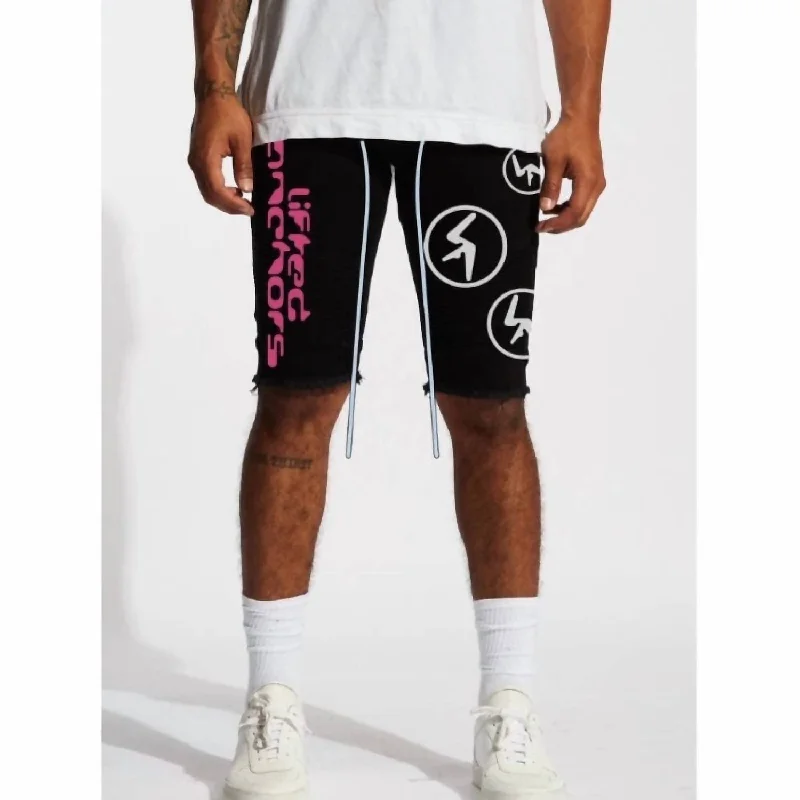 Men's Aphex Puff Print Denim Short In Black