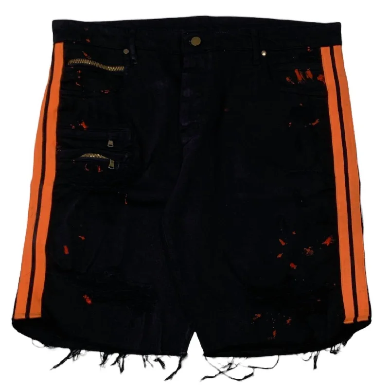 Men's Denim Short In Black/orange