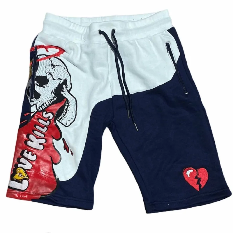 Men's Love Kills Shorts In Navy