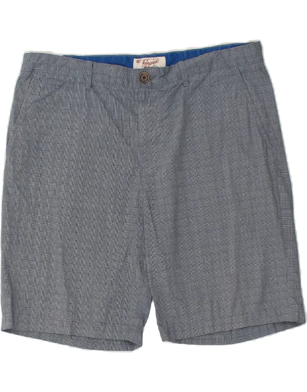 PENGUIN Mens Chino Shorts W38 XL Blue Check Cotton