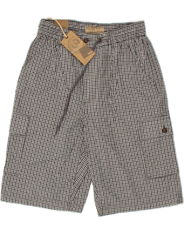 SEA BARRIER Mens Cargo Shorts Medium W30  Grey Gingham Cotton