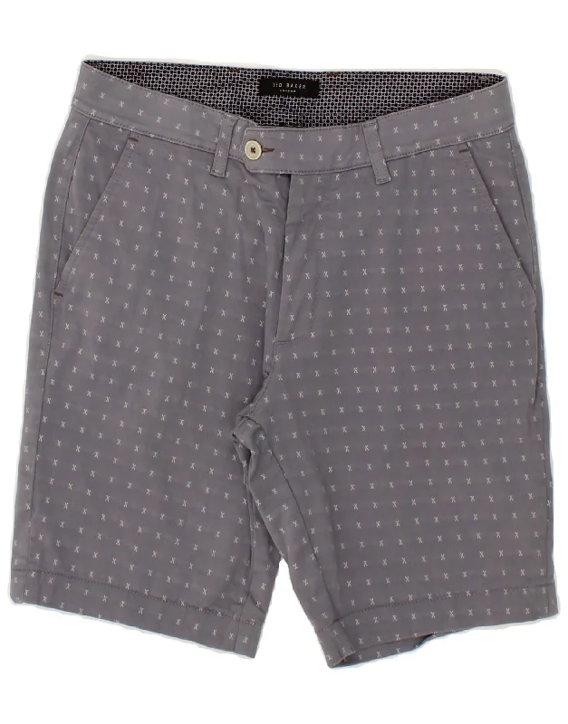 TED BAKER Mens Abstract Pattern Chino Shorts W30 Medium Grey Cotton