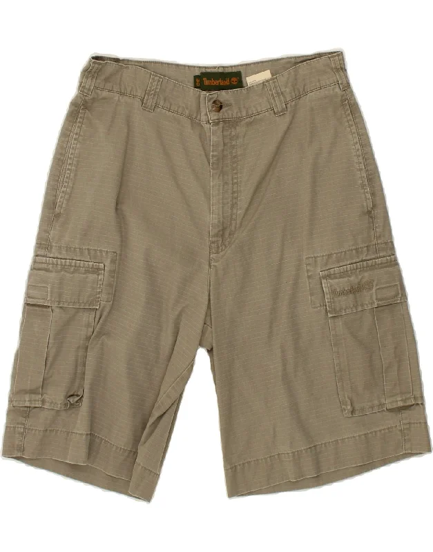 TIMBERLAND Mens Cargo Shorts W30 Medium Beige Striped Cotton